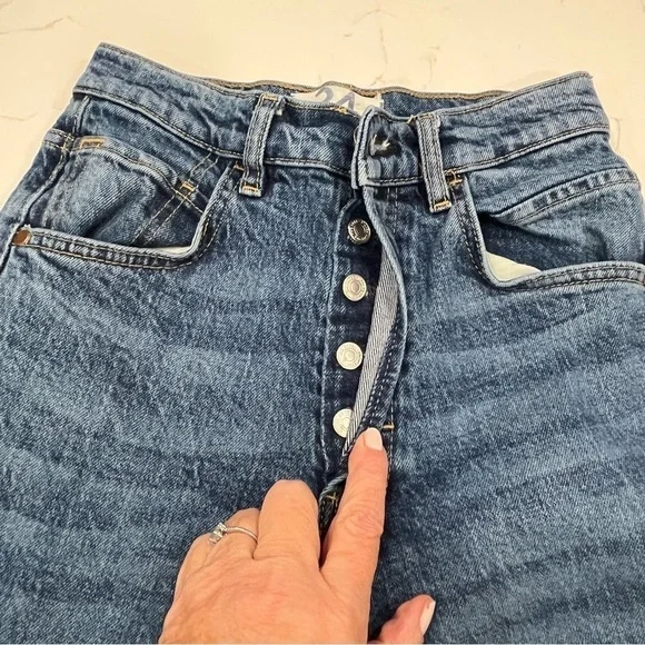 We The Free Lasso High Rise Button Fly Straight Leg Jeans 24 - Picture 7 of 14